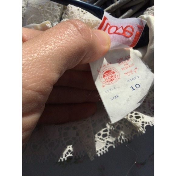 Vintage Love dress girls L 10 white floral pink lace 80s 90s cottagecore lace - Picture 8 of 13